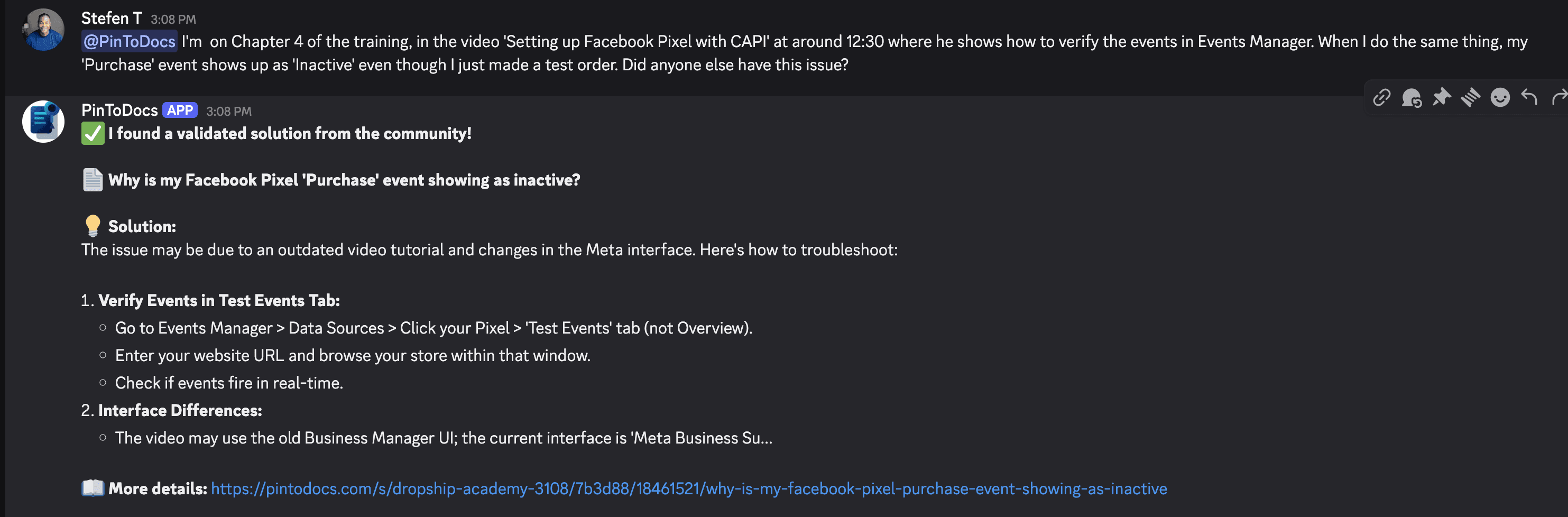 Discord after PinToDocs - organized knowledge